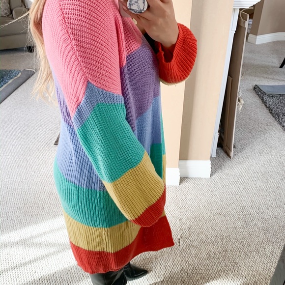 Rainbow Pink Color Block Cardigan - Picture 4 of 7